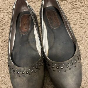 Freebird Studded Silver/Gray Women's Flats with Snakeskin Size 10 - runs small